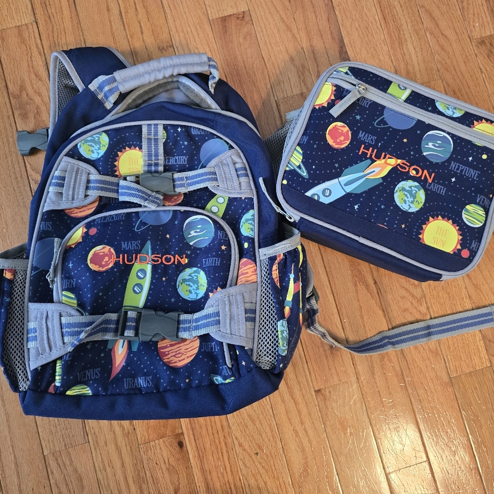 Personalized Pottery Barn backpack and lunchbox